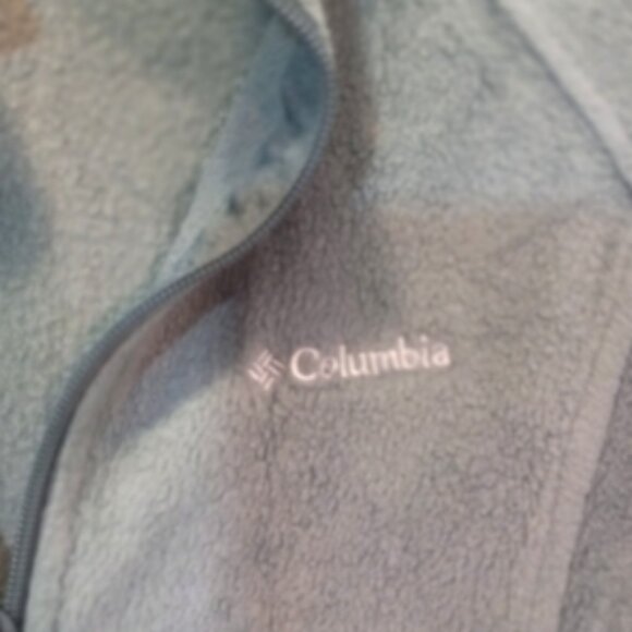 Columbia Women’s Fleece Jacket Size Large Green Fuzzy Full Zip Pockets EUC - Picture 4 of 14